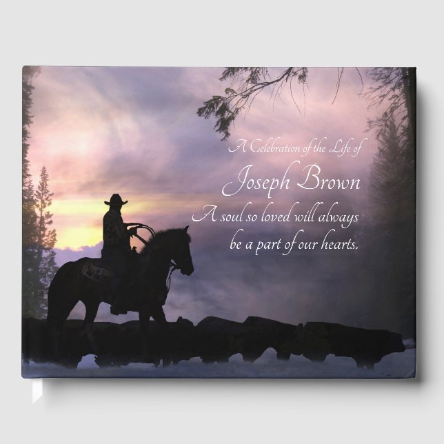 Libro De Visitas Funeral Country Western Cowboy Horse (Anverso)