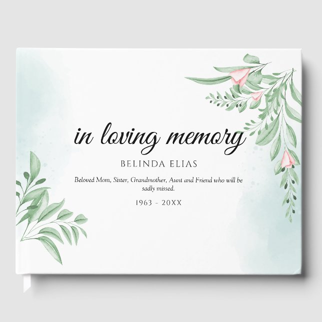 Libro De Visitas Funeral de Boho Dusty Blue Eucalyptus (Anverso)