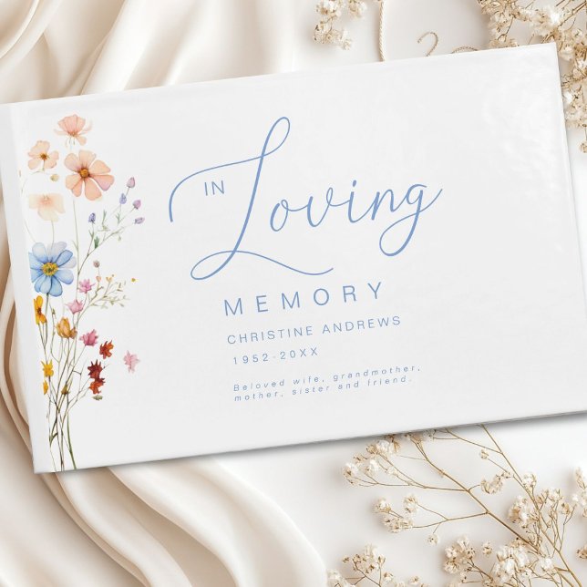 Libro De Visitas Funeral de Flor Silvestre "In Love Memory" (Wildflower "In Loving Memory" Funeral Guest Book)