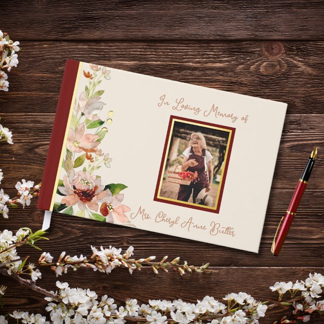 Libro De Visitas Funeral de la cubierta fotográfica de las flores d (Subido por el creador)