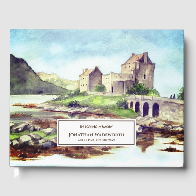 Libro De Visitas Funeral Eilean Donan Castle Scotland Watercolor (Anverso)