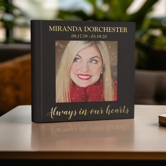 Libro De Visitas Funeral elegante de fotos en negro y oro (Subido por el creador)