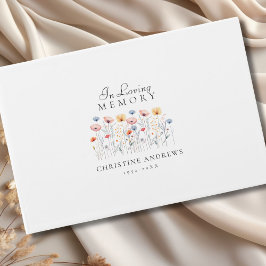 Libro De Visitas Funeral elegante, flor silvestre "In Love Memory"