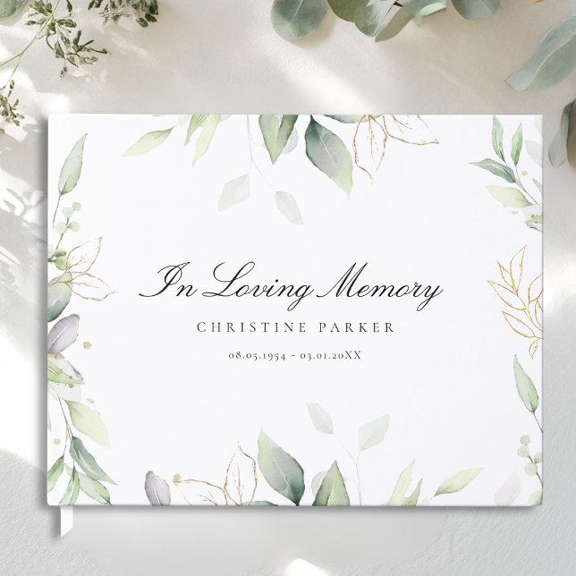 Libro De Visitas Funeral "En Memoria Amada" (Greenery "In Loving Memory" Photo Funeral Guest Book)