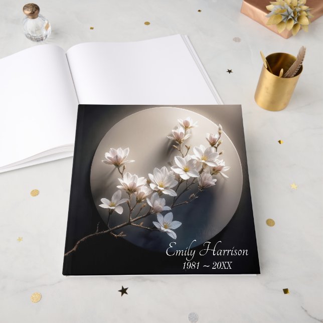 Libro De Visitas Funeral Flowering Dogwood Tree Branch (Anverso Abierto)