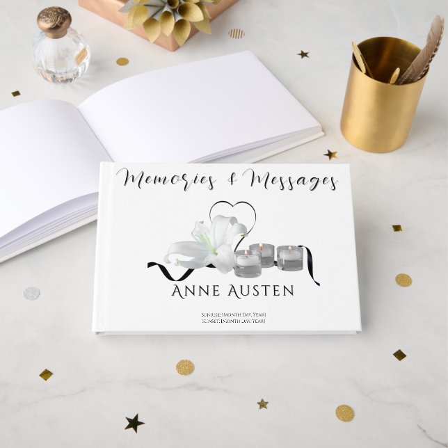 Libro De Visitas Funeral Guest Book - Editable  (Anverso Abierto)
