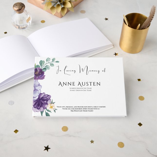 Libro De Visitas Funeral Guest Book - Editable  (Anverso Abierto)