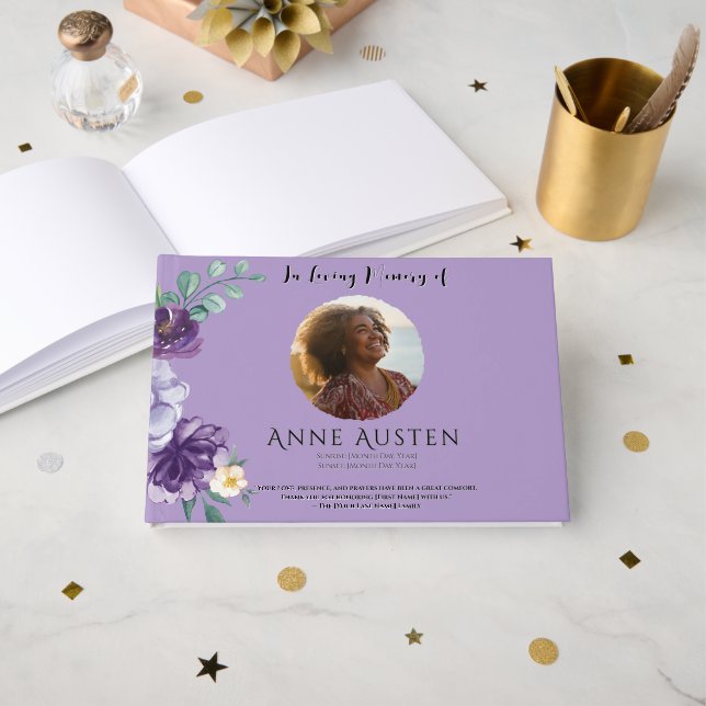 Libro De Visitas Funeral Guest Book - Editable  (Anverso Abierto)