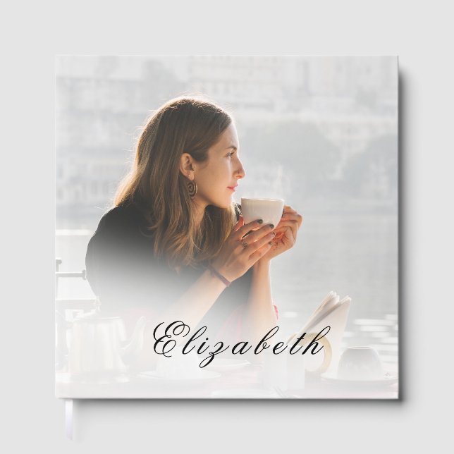 Libro De Visitas Funeral Monumento Blanco Sobreposición Foto Simple (Anverso)