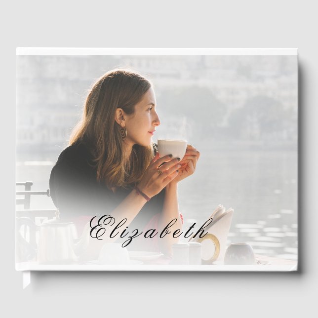 Libro De Visitas Funeral Monumento Blanco Sobreposición Foto Simple (Anverso)