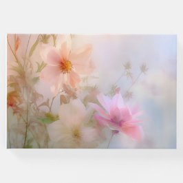 Libro de visitas funerarias rosa y azul floral