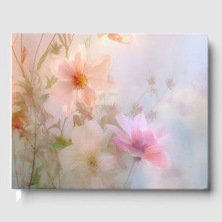 Libro de visitas funerarias rosa y azul floral