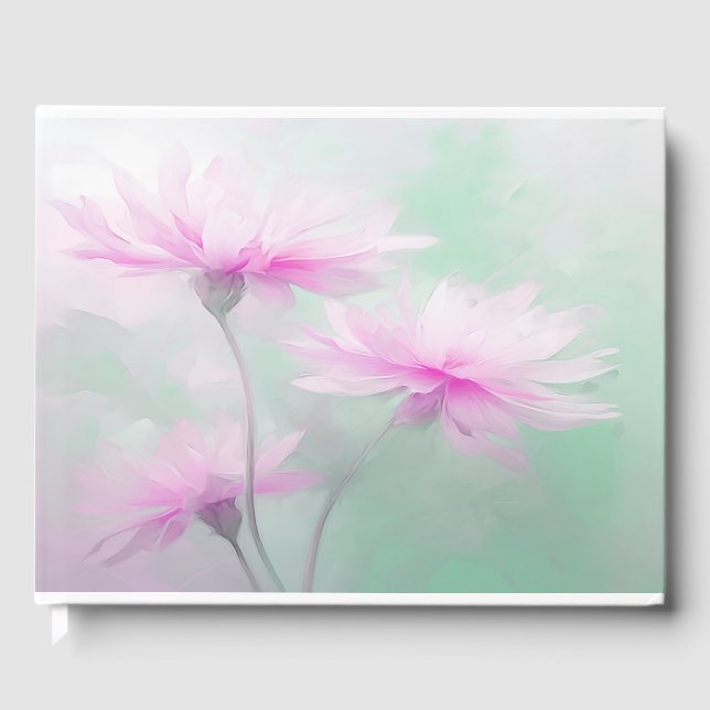 Libro de visitas funerario rosa floral (Anverso)