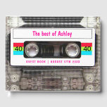 Libro De Visitas Funny DJ 80s Cassette Tape 40th Birthday Guest<br><div class="desc">Funny DJ 80s Cassette Tape 40th Birthday. Celebra tus mejores hitos,  sobre el fiesta de cumpleaños 40 de la colina con esta divertida cinta de cassette clara de los 80 con una etiqueta blanca vintage en ambos lados. Personalizar con su propio texto.</div>