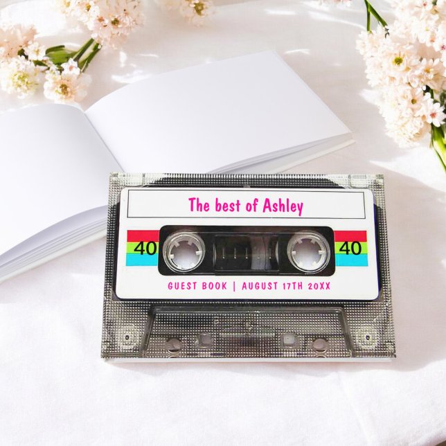 Libro De Visitas Funny DJ 80s Cassette Tape 40th Birthday Guest (Funny DJ 80s Cassette Tape 40th Birthday guest Foil Guest Book)