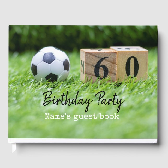 Libro De Visitas Fútbol 60 cumpleaños con bola y número sesenta g (Anverso)