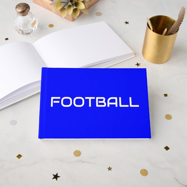 Libro De Visitas Fútbol moderno texto azul real de fondo (Anverso Abierto)