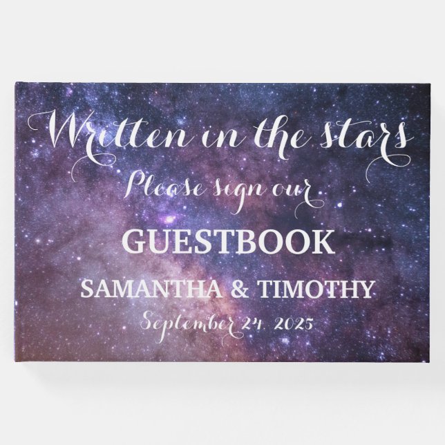 Libro De Visitas Galaxy Elegant Starry Night Universe Boda (Anverso)