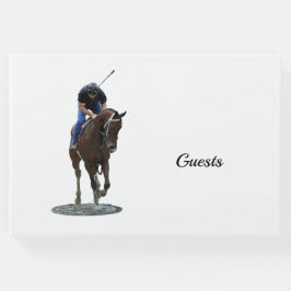 Libro De Visitas Galloping Thoroughbred Horse And Rider Guest Book
