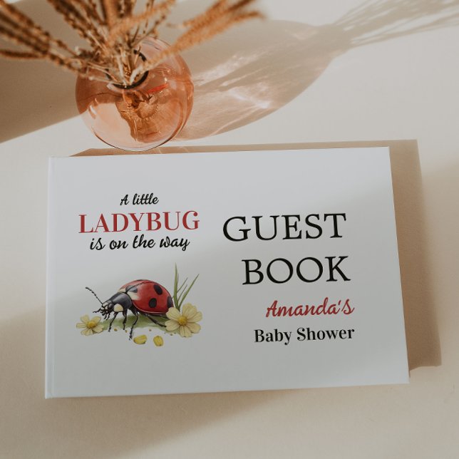 Libro De Visitas Garden Floral Daisy Cute Red Ladybug Baby Shower (Subido por el creador)