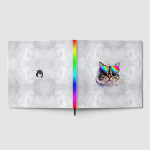 Libro De Visitas Gato con peluca y gafas de sol (Pintura #3)