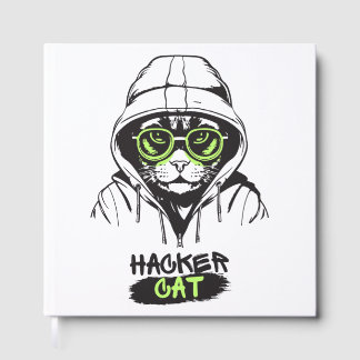Libro De Visitas Gato Hacker Cibergamer Coder Tecnología Divertida