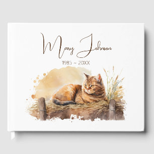 Libro De Visitas Gato Jengibre Acuarela Para Memorial