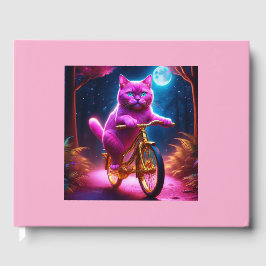 Libro De Visitas Gato Rosa En Un Sendero Escenario De Bicicleta Dor