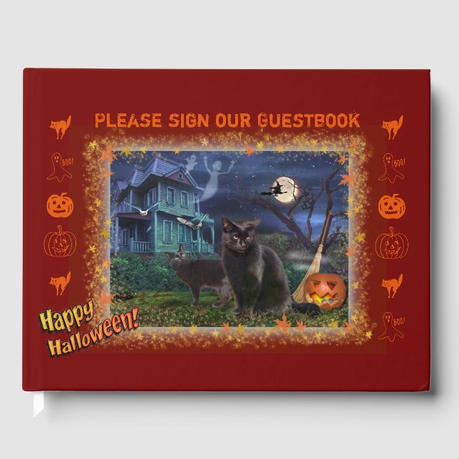Libro De Visitas Gatos de Halloween (Anverso)