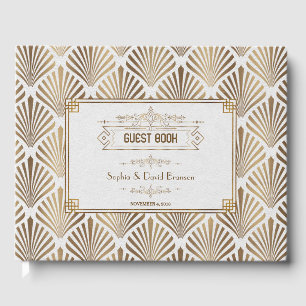 Libro De Visitas Gatsby Blanco Art Decó Boda de estilo años 20