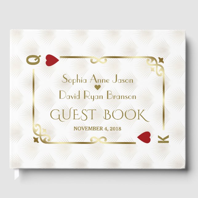Libro De Visitas Gatsby de oro blanco Casino Las Vegas Poker Boda (Anverso)