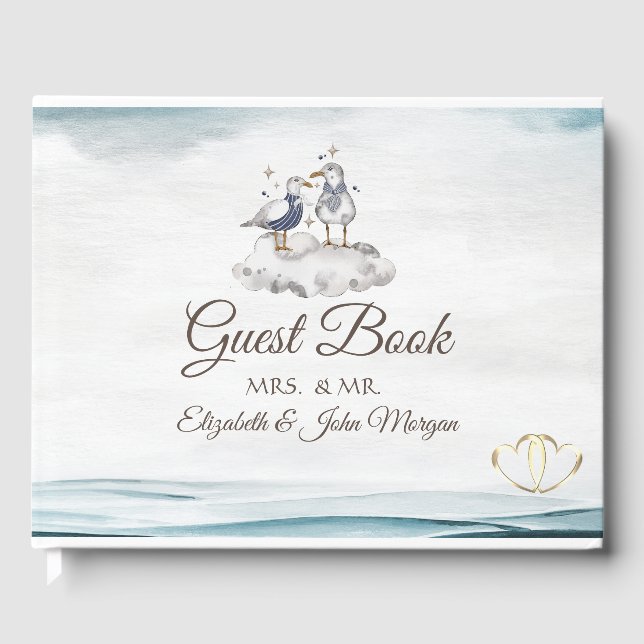 Libro De Visitas Gaviotas de Acuarela Playa (Anverso)