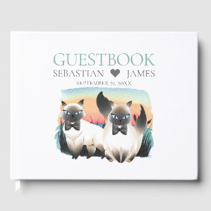 Libro De Visitas Gay gato siamés lindo Boda de pareja Grooms