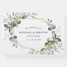Libro De Visitas Geometric Greenery Modern Gold Succulent Boda