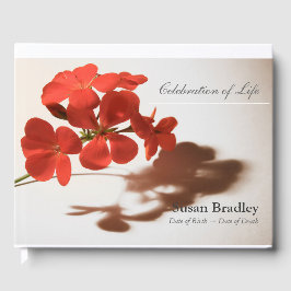 Libro De Visitas Geranium Floral Photography Funeral Guest Book