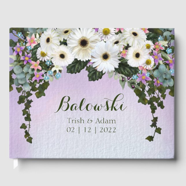 Libro De Visitas Gerbera Daisies Swag Boda (Anverso)