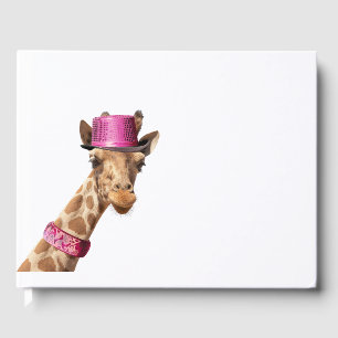 Libro De Visitas Giraffe en gorra rosa brillante