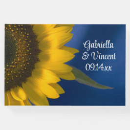 Libro De Visitas Girasol amarillo en Boda azul