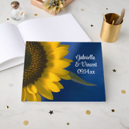 Libro De Visitas Girasol amarillo en Boda azul