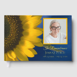 Libro De Visitas Girasol amarillo en celebración azul de la vida