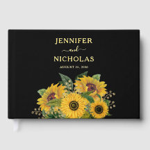 Girasol Negro Elegante Boda Oro