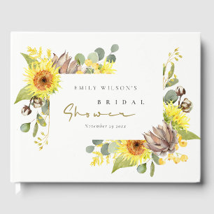 LIBRO DE VISITAS GIRASOL RÚSTICO EUCALIPTO FLORAL LLUVIA DE NOVIA