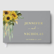 Girasoles grises elegantes boda papel de oro