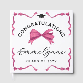 Libro De Visitas Girly Pink Bow Felicitaciones Graduado