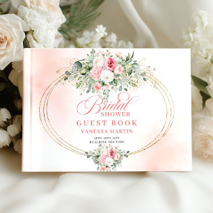 Libro De Visitas Glam bohemio rubor floral oro ducha de novia