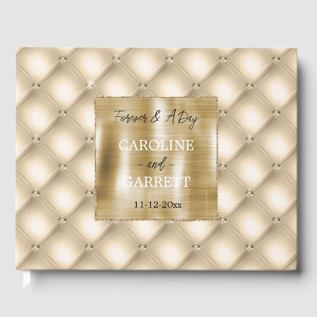 Libro De Visitas Glam Champagne Gold Glitzy DiamondsBoda (Anverso)