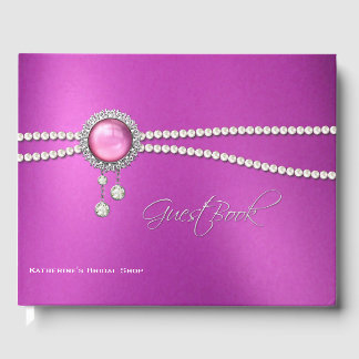 Libro De Visitas Glam Fuchsia y Pearls Guest Book