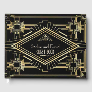 Libro De Visitas Glam Gold Black Great Gatsby Boda