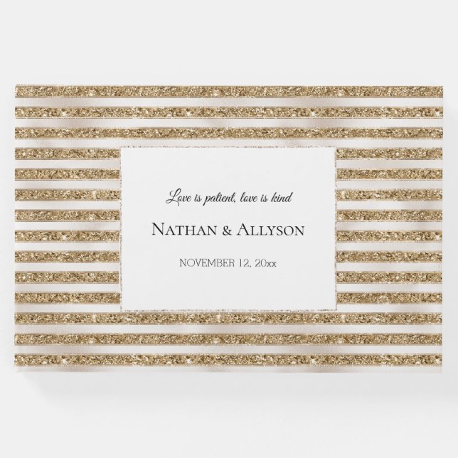 Libro De Visitas Glam Gold Purpurina Pearl Stripes (Anverso)