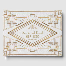 Libro De Visitas Glam Gold White Great Gatsby Boda